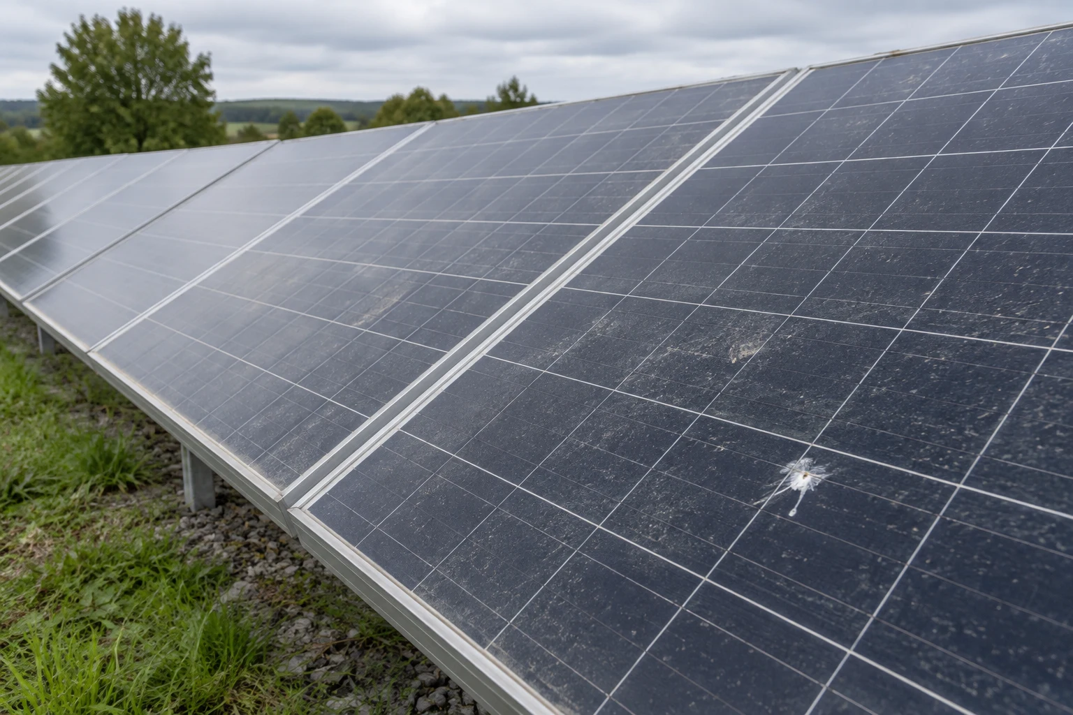 Illustration von Ablagerungen auf Photovoltaikmodulen